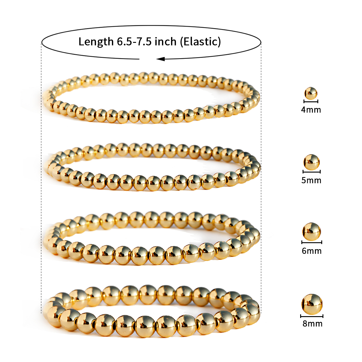 Stretchy Kindness Adult Bracelet (5mm Beads) 6.5 Inches / Gold Filled