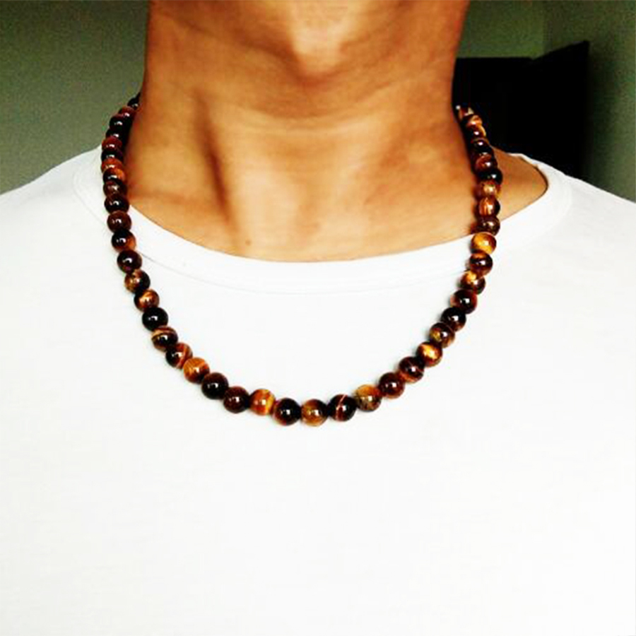 8mm Tiger Eye Stone Beaded Necklace Men Meditation Yoga Natural Stone Bracelets - Picture 13 of 17