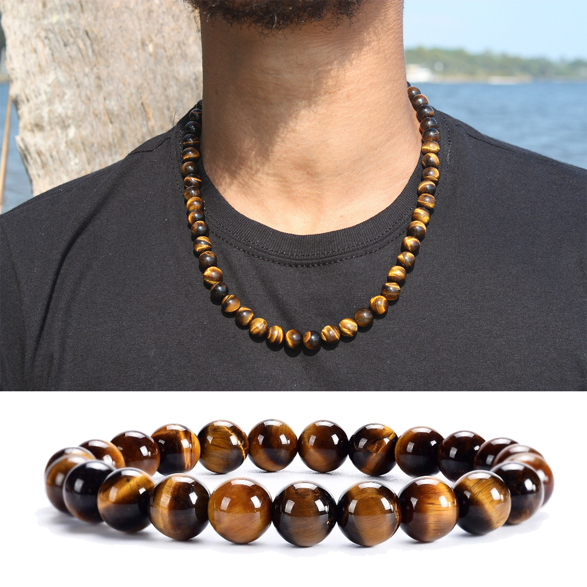 Thebeadchest Matte Tiger Eye Beads (8mm): Organic Gemstone Round Spherical Energy Stone Healing Power Crystal for Jewelry Bracelet Mala Necklace