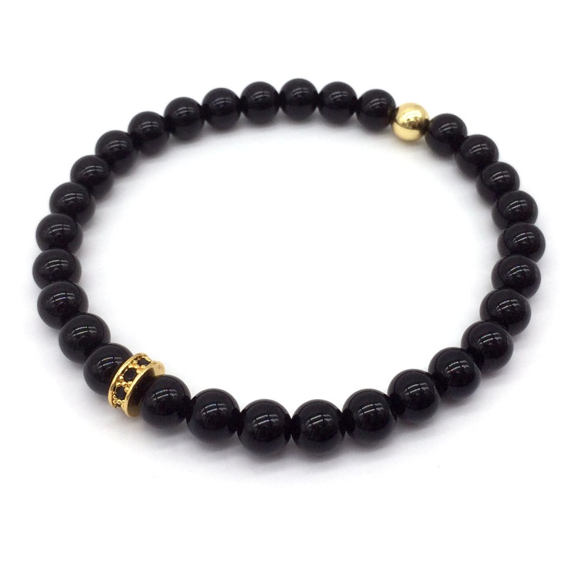 Black Obsidian Stone Bracelets Fashion Healing Zircon Bracelet for Men Women