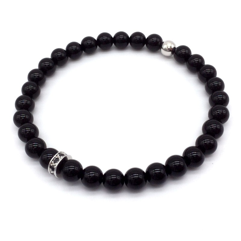 Black Obsidian Stone Bracelets Fashion Healing Zircon Bracelet for Men Women