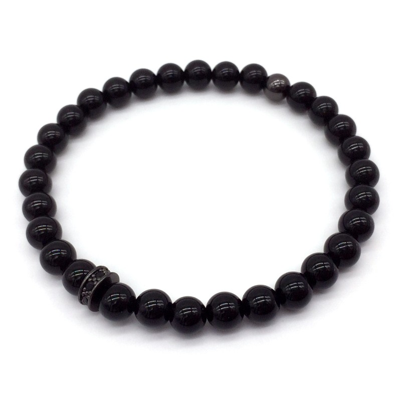 Black Obsidian Stone Bracelets Fashion Healing Zircon Bracelet for Men Women