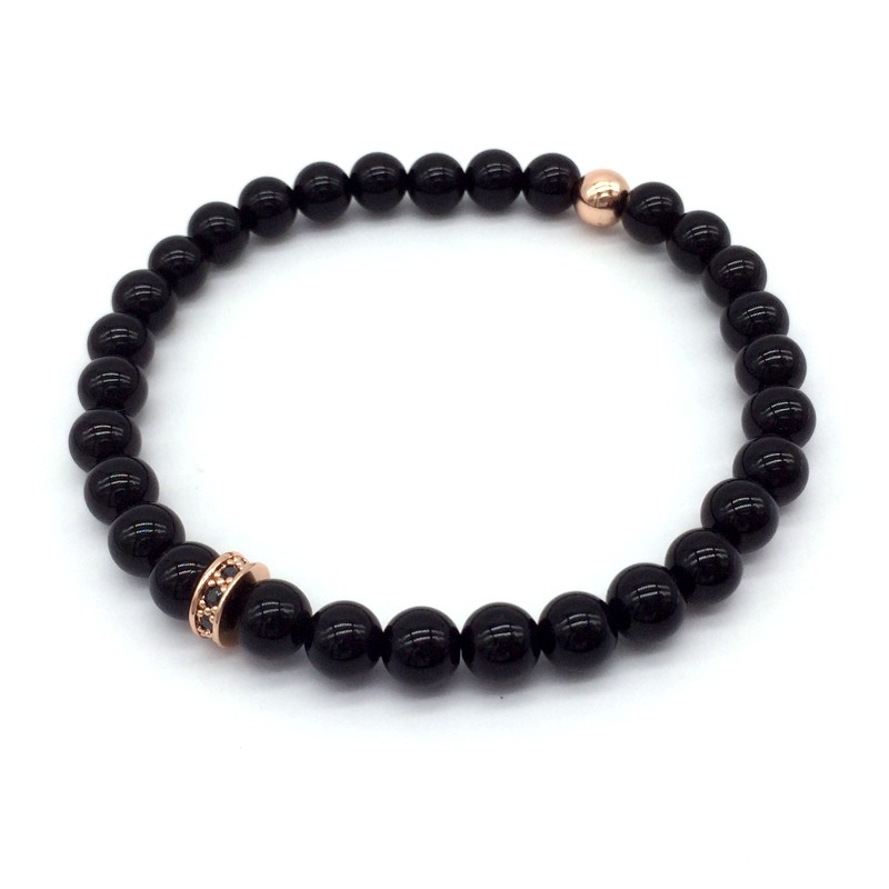 Black Obsidian Stone Bracelets Fashion Healing Zircon Bracelet for Men Women