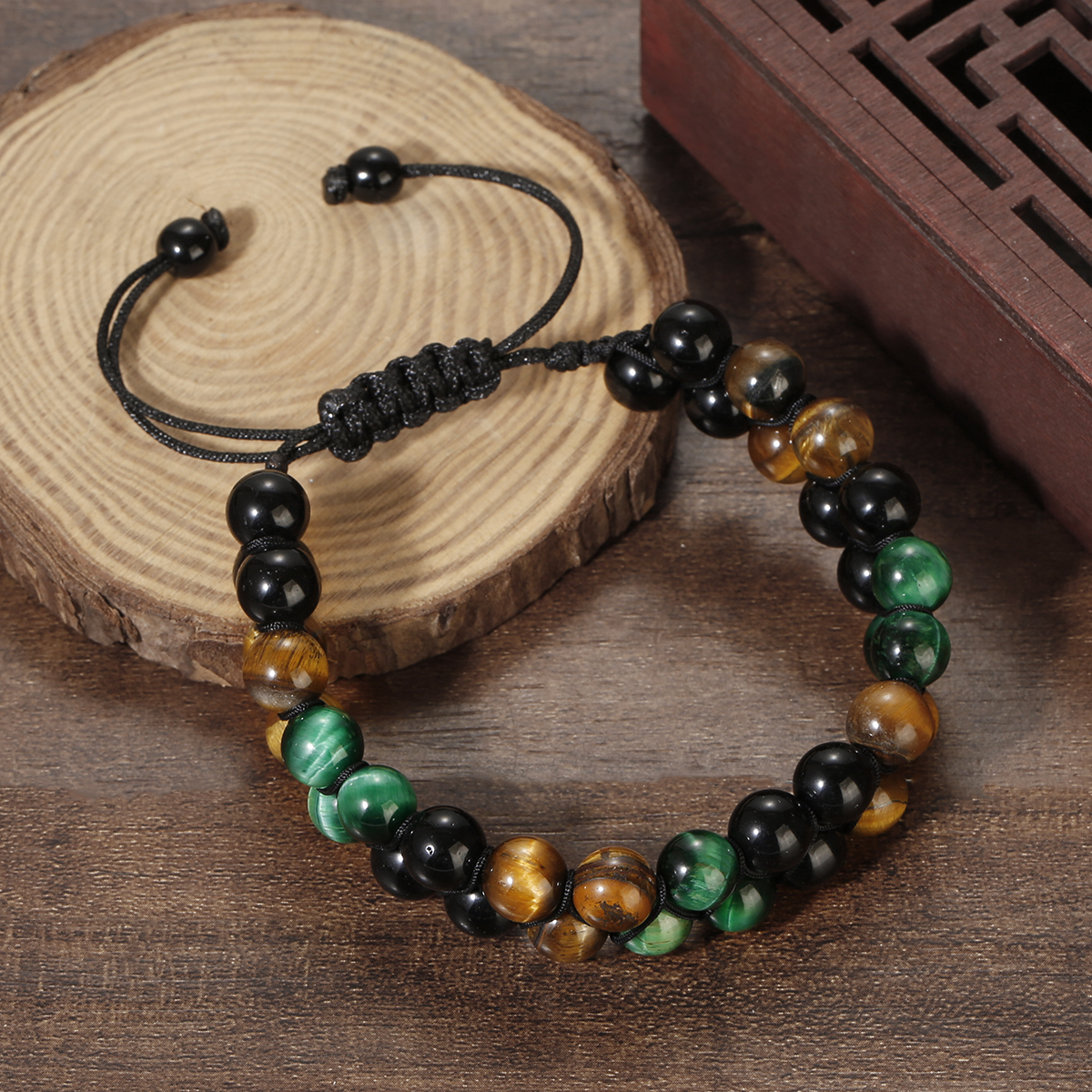 Double Layer Lava Rock Aromatherapy Anxiety Essential Oil Diffuser Bracelet Gift