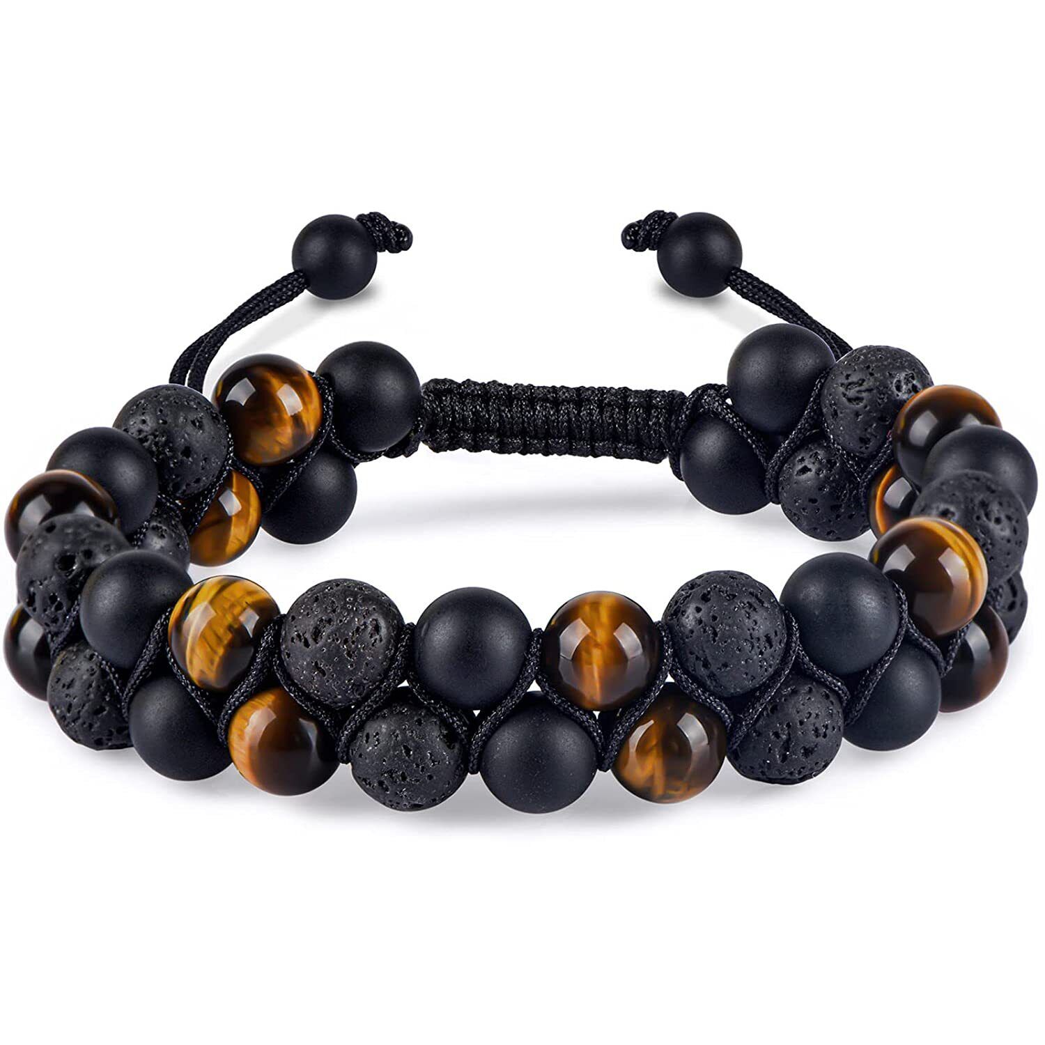 Double Layer Lava Rock Aromatherapy Anxiety Essential Oil Diffuser Bracelet Gift