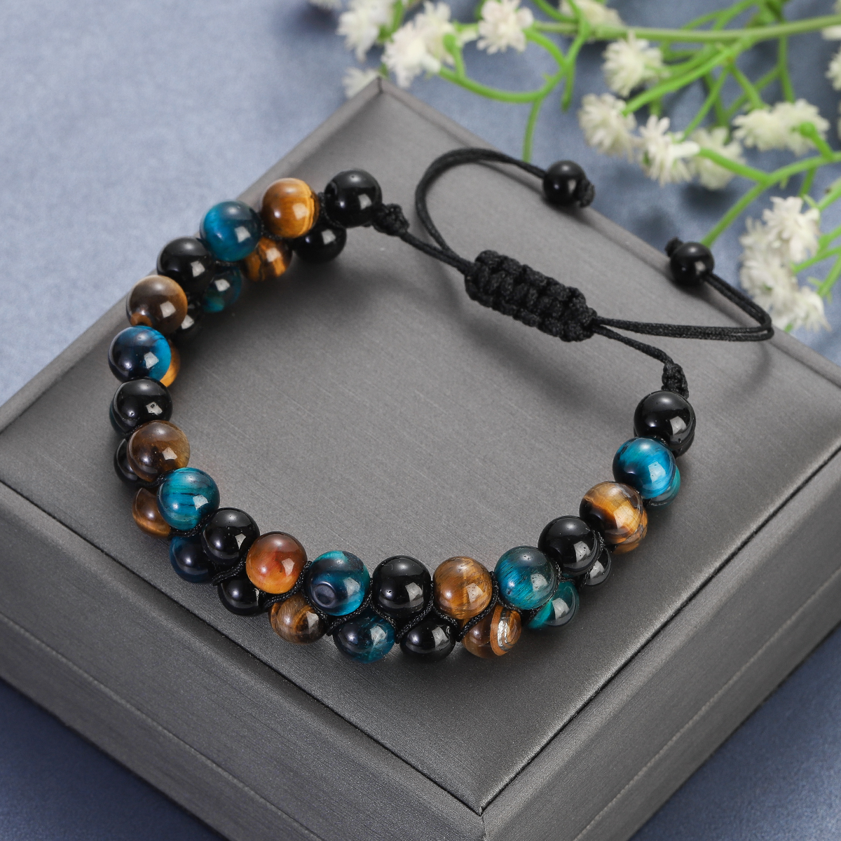 Double Layer Lava Rock Aromatherapy Anxiety Essential Oil Diffuser Bracelet Gift