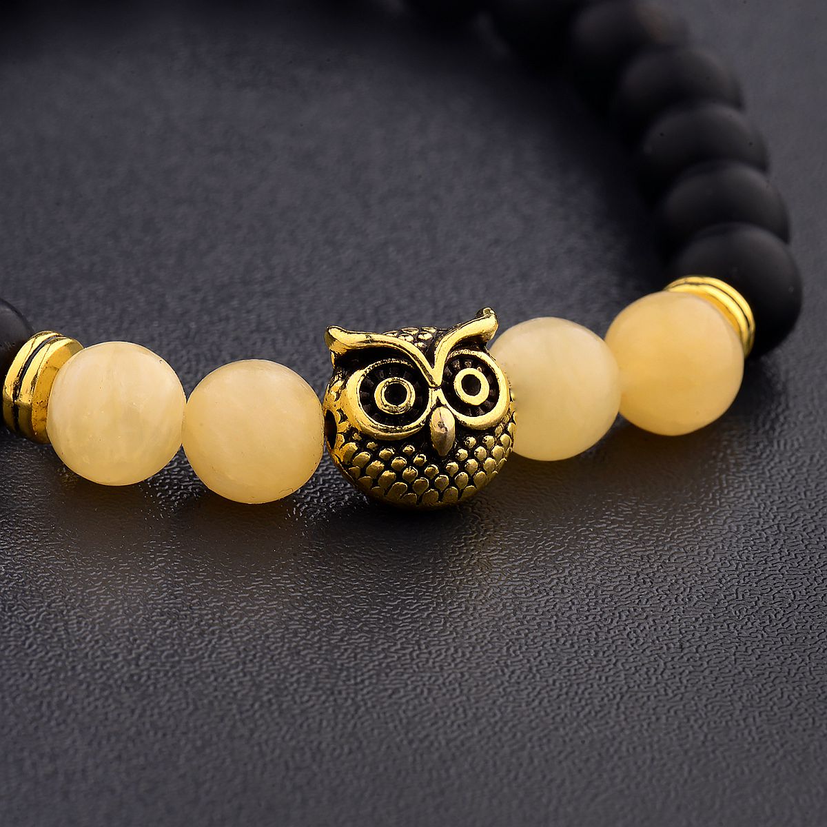 Women Men Owl Bracelets Healing Crystals Spiritual Energy Beaded Bracelets Gift