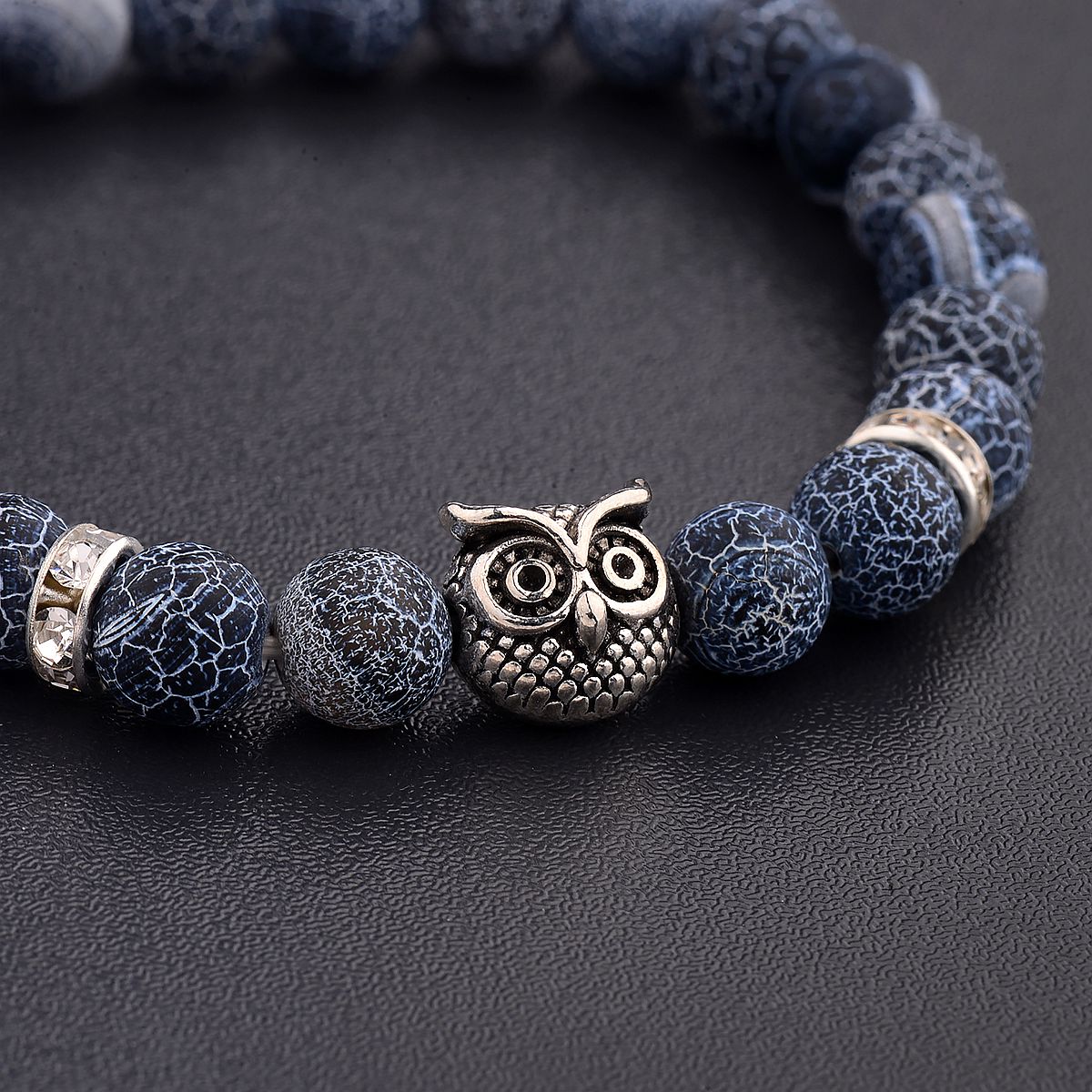 Women Men Owl Bracelets Healing Crystals Spiritual Energy Beaded Bracelets Gift