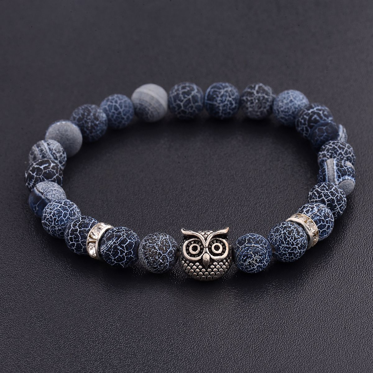 Women Men Owl Bracelets Healing Crystals Spiritual Energy Beaded Bracelets Gift