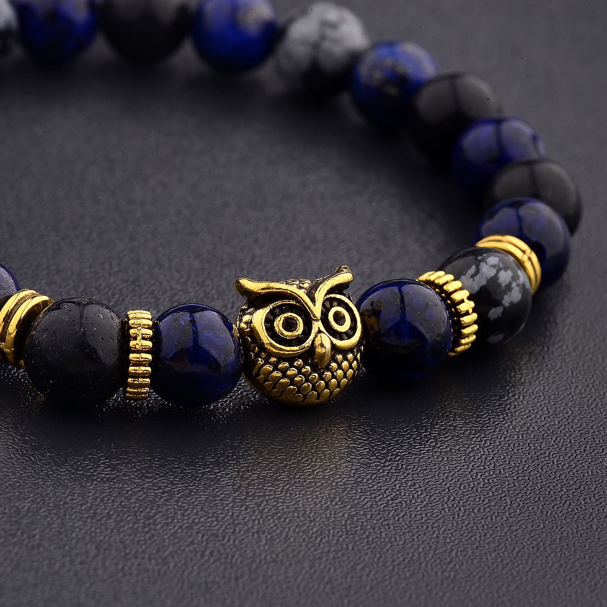 Women Men Owl Bracelets Healing Crystals Spiritual Energy Beaded Bracelets Gift