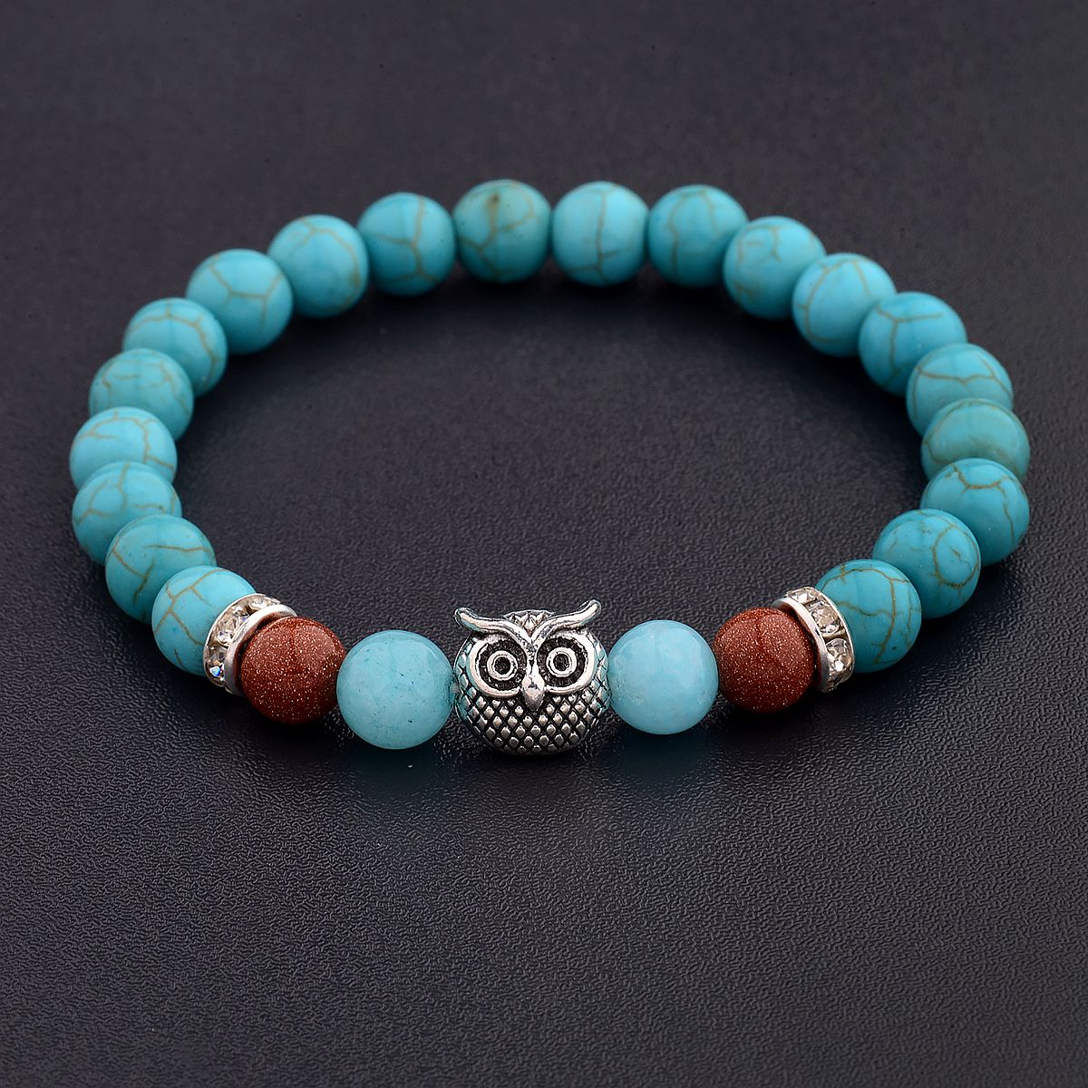 Women Men Owl Bracelets Healing Crystals Spiritual Energy Beaded Bracelets Gift