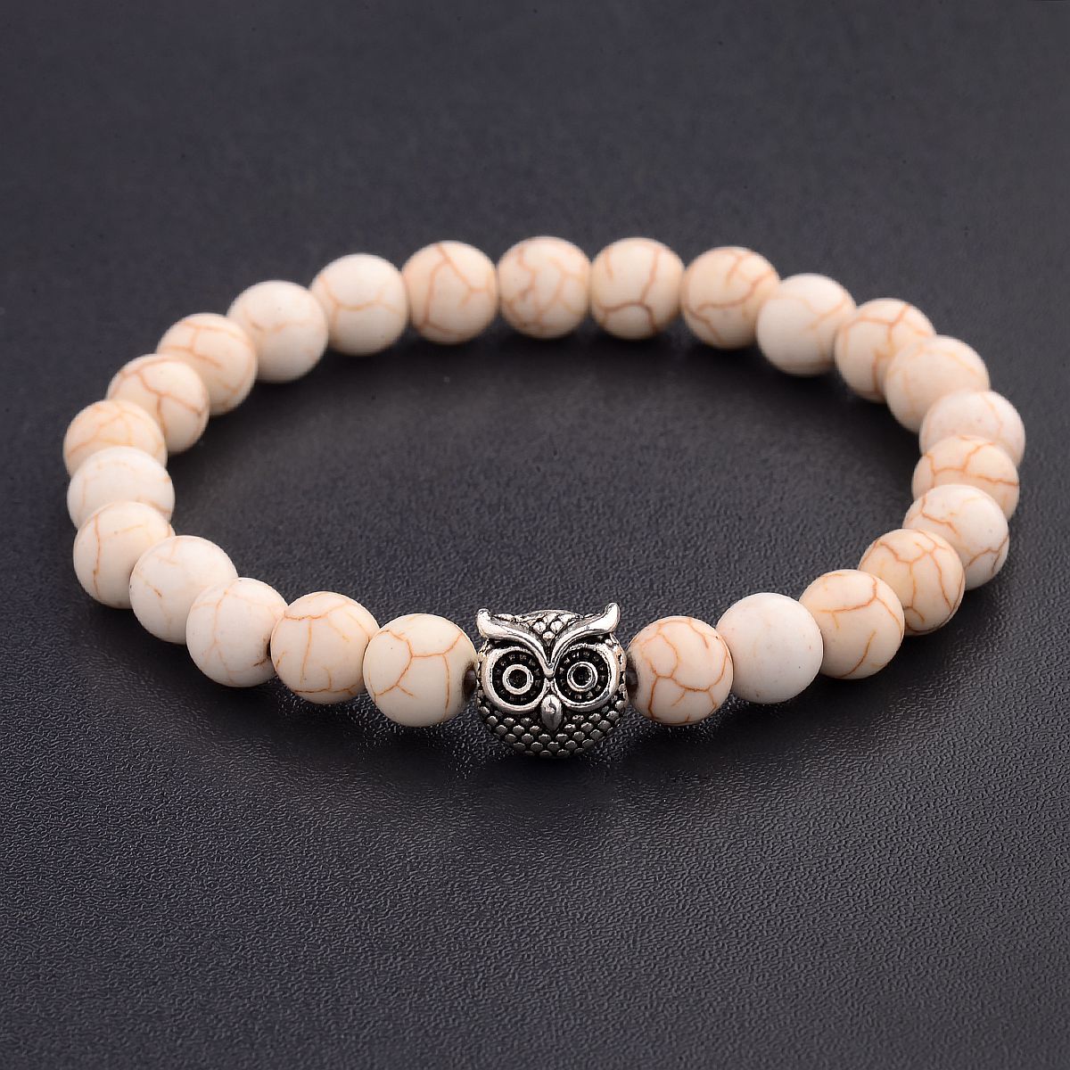 Women Men Owl Bracelets Healing Crystals Spiritual Energy Beaded Bracelets Gift