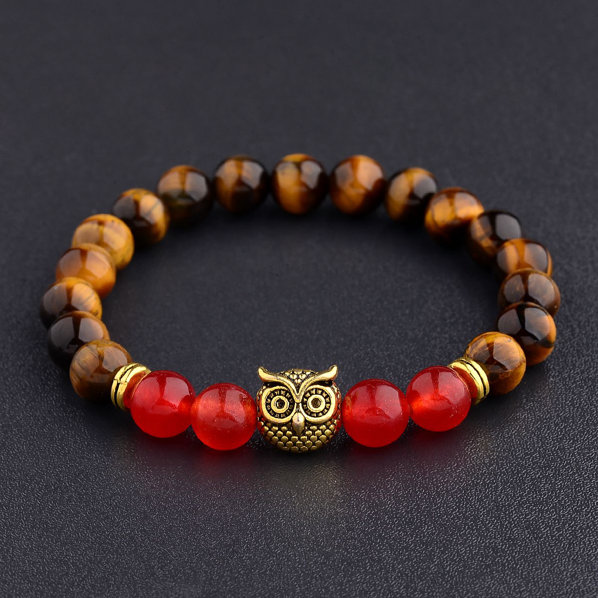 Women Men Owl Bracelets Healing Crystals Spiritual Energy Beaded Bracelets Gift