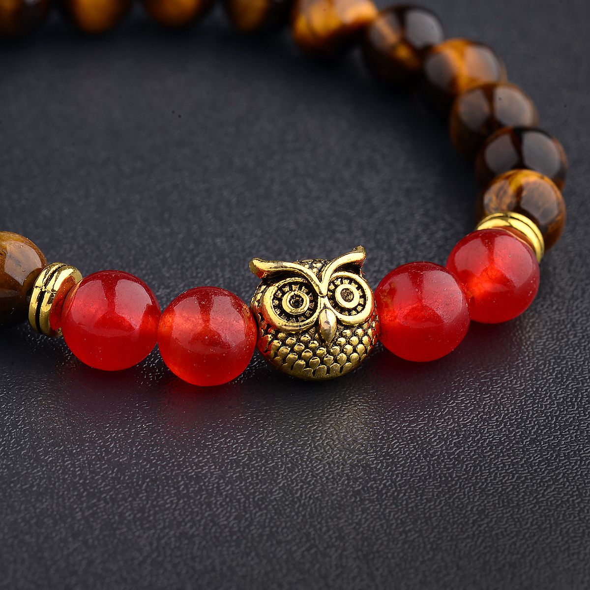 Women Men Owl Bracelets Healing Crystals Spiritual Energy Beaded Bracelets Gift