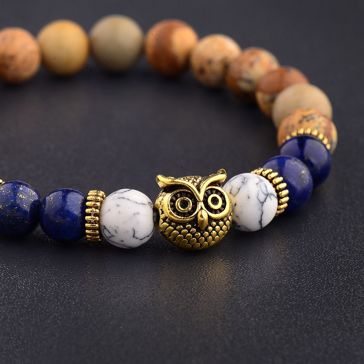 Women Men Owl Bracelets Healing Crystals Spiritual Energy Beaded Bracelets Gift