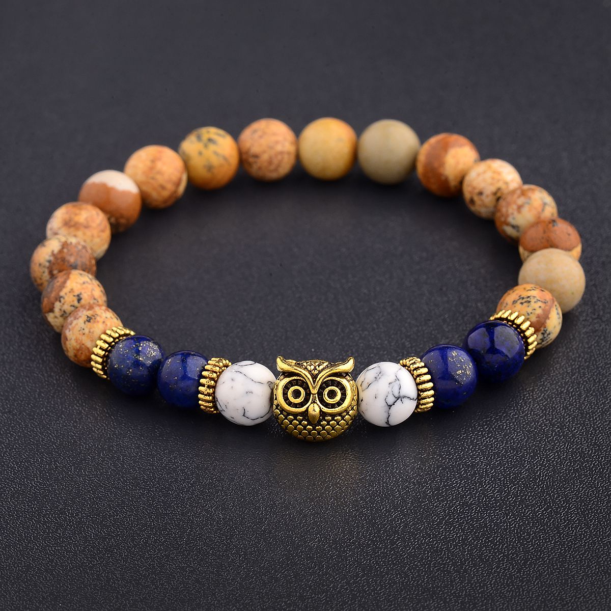 Women Men Owl Bracelets Healing Crystals Spiritual Energy Beaded Bracelets Gift