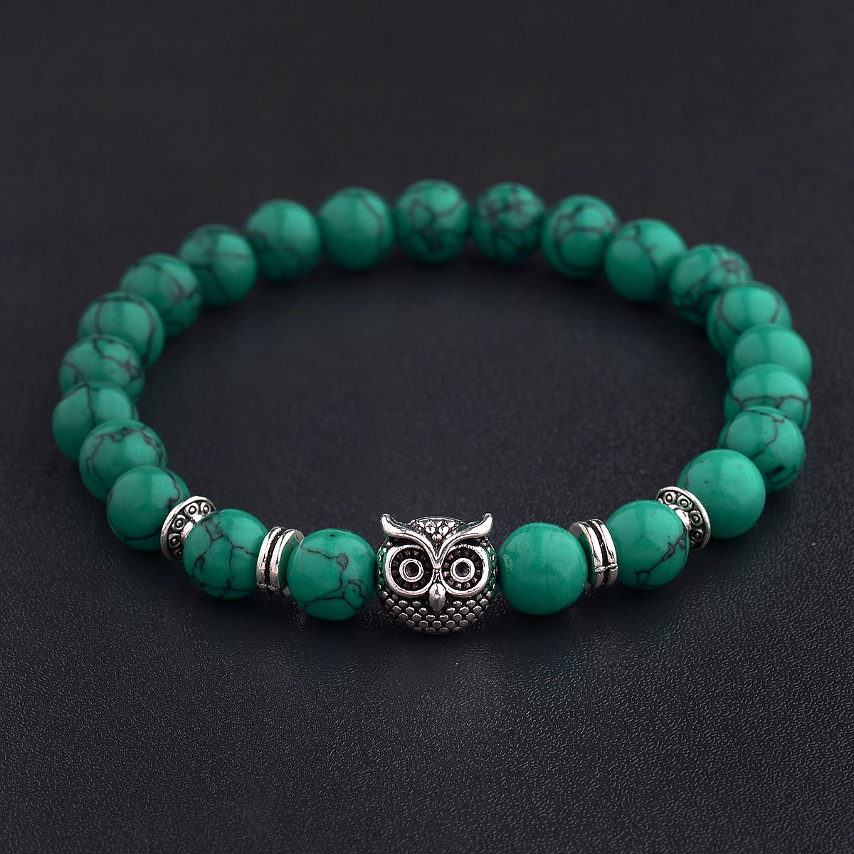 Women Men Owl Bracelets Healing Crystals Spiritual Energy Beaded Bracelets Gift