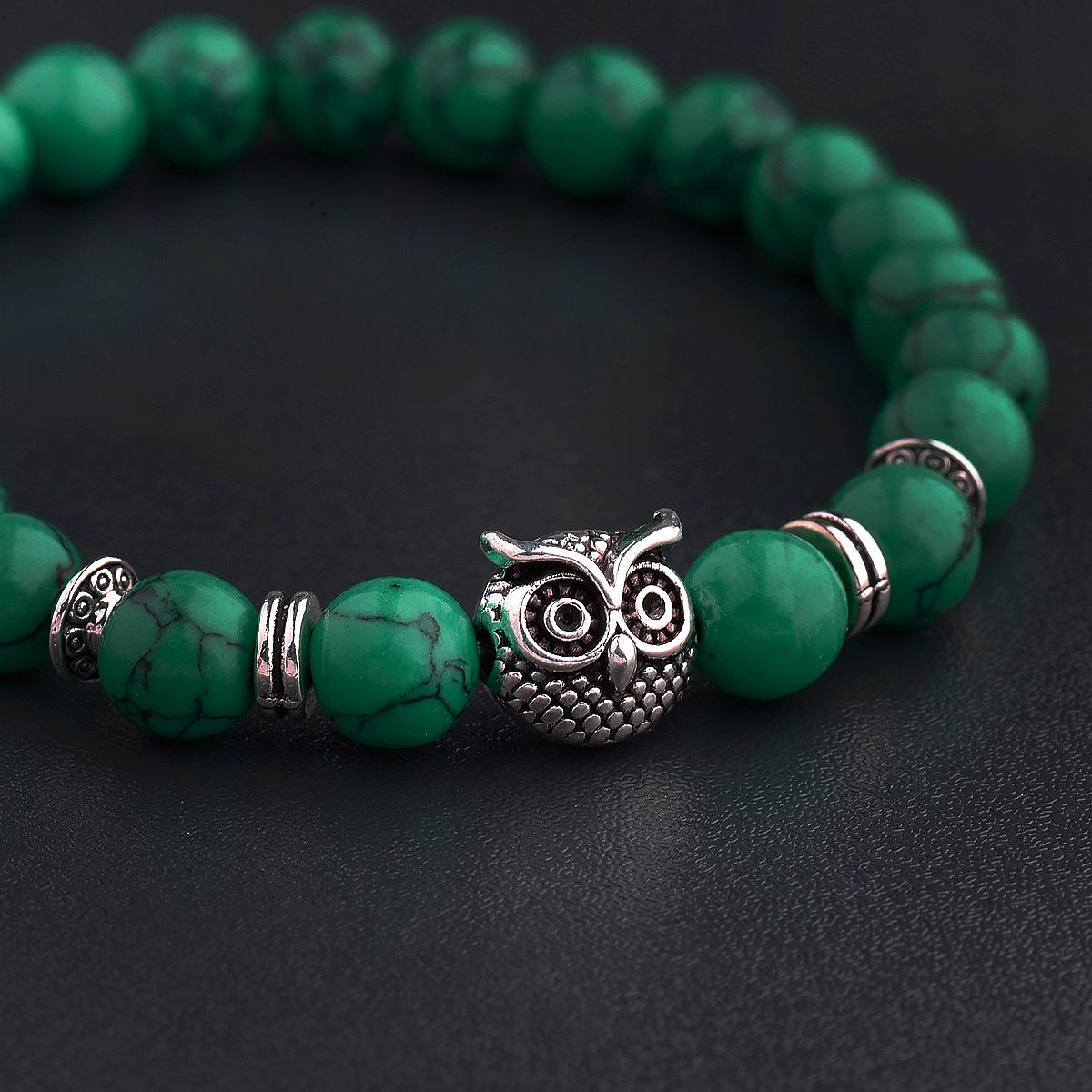 Women Men Owl Bracelets Healing Crystals Spiritual Energy Beaded Bracelets Gift