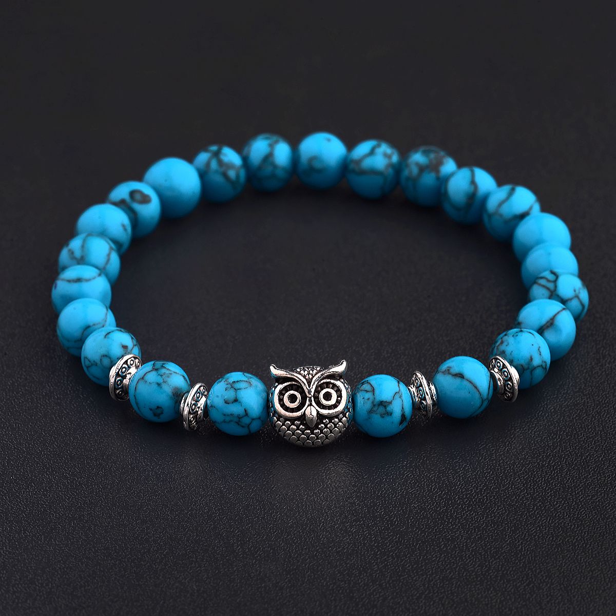 Women Men Owl Bracelets Healing Crystals Spiritual Energy Beaded Bracelets Gift