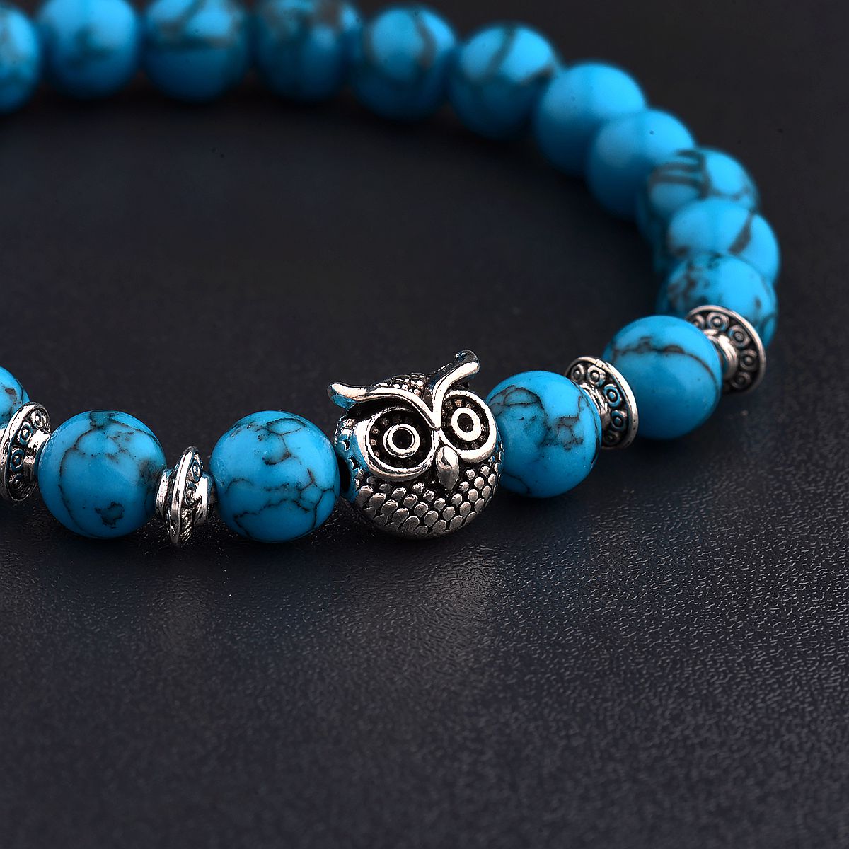 Women Men Owl Bracelets Healing Crystals Spiritual Energy Beaded Bracelets Gift