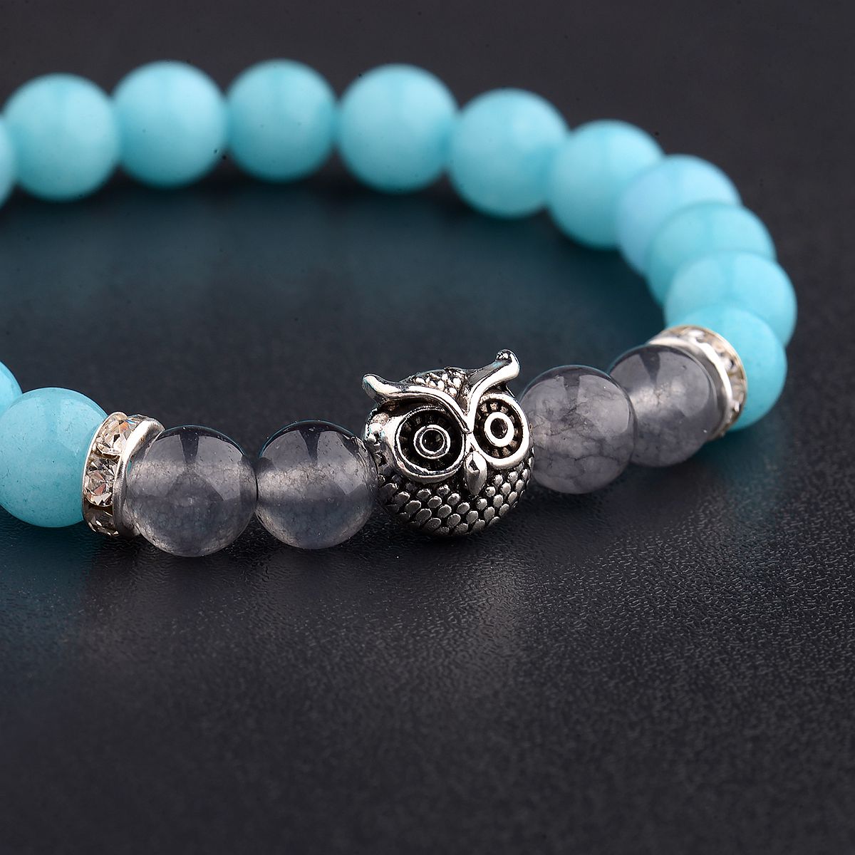 Women Men Owl Bracelets Healing Crystals Spiritual Energy Beaded Bracelets Gift