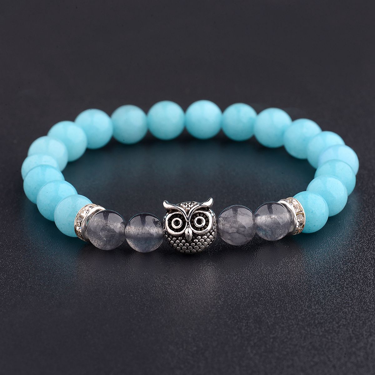 Women Men Owl Bracelets Healing Crystals Spiritual Energy Beaded Bracelets Gift