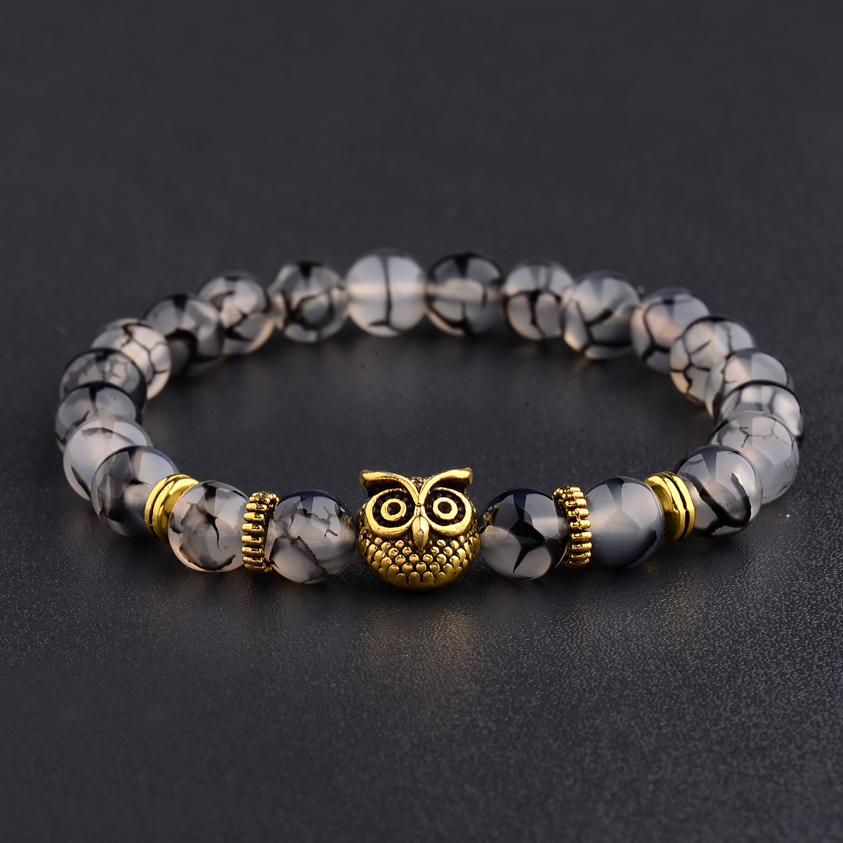 Women Men Owl Bracelets Healing Crystals Spiritual Energy Beaded Bracelets Gift