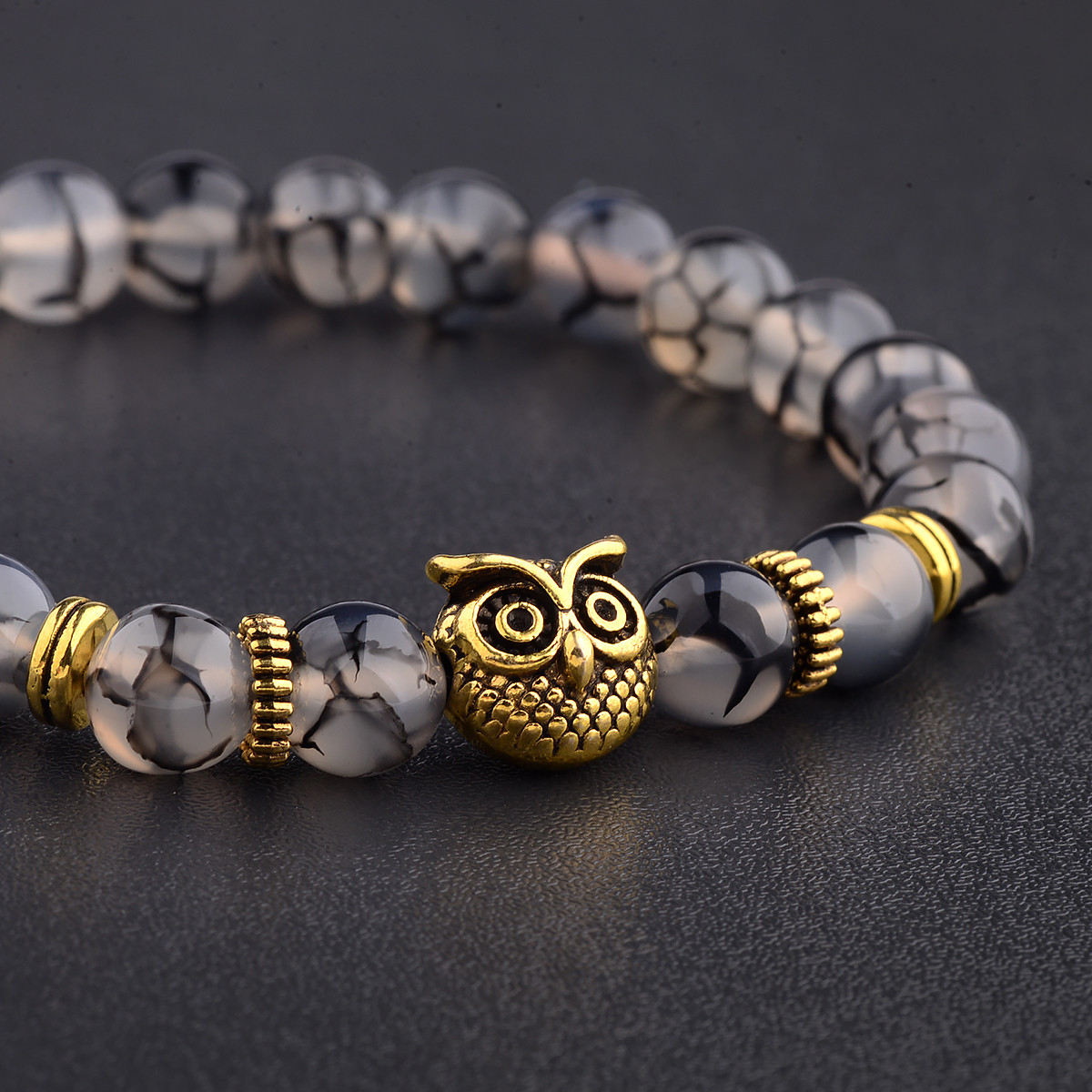 Women Men Owl Bracelets Healing Crystals Spiritual Energy Beaded Bracelets Gift