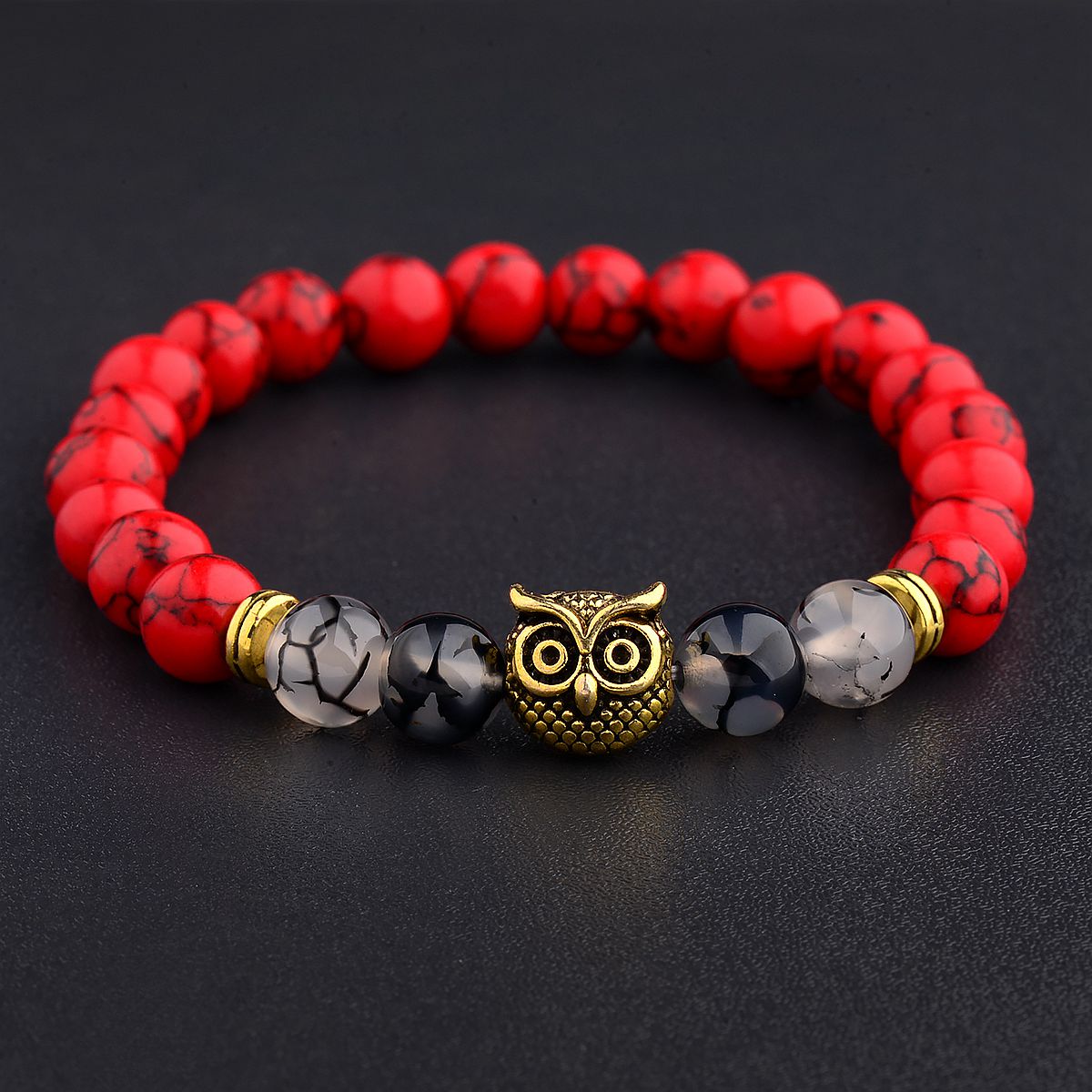 Women Men Owl Bracelets Healing Crystals Spiritual Energy Beaded Bracelets Gift