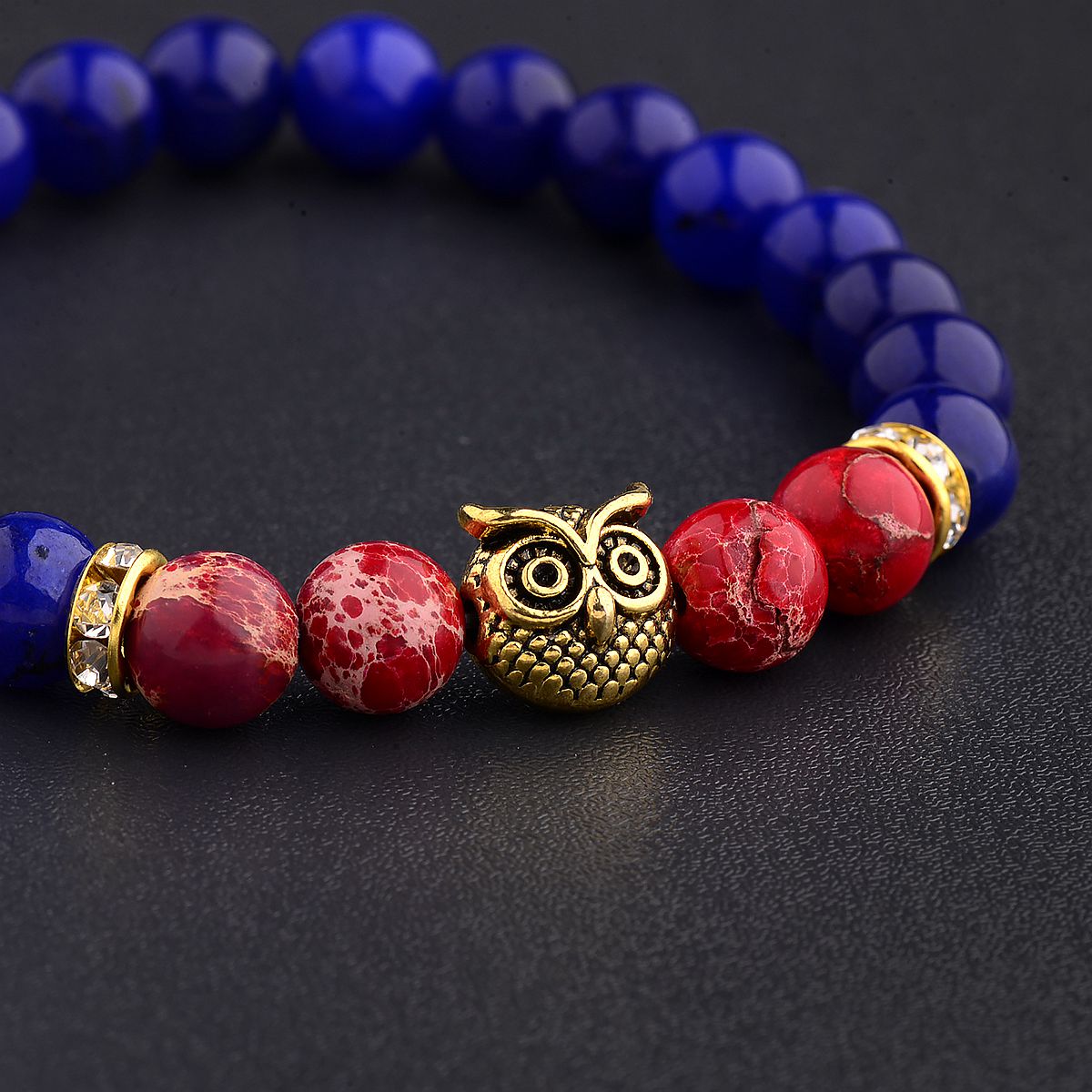 Women Men Owl Bracelets Healing Crystals Spiritual Energy Beaded Bracelets Gift