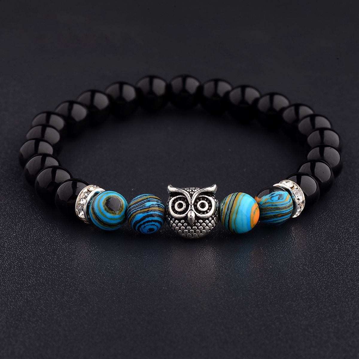 Women Men Owl Bracelets Healing Crystals Spiritual Energy Beaded Bracelets Gift