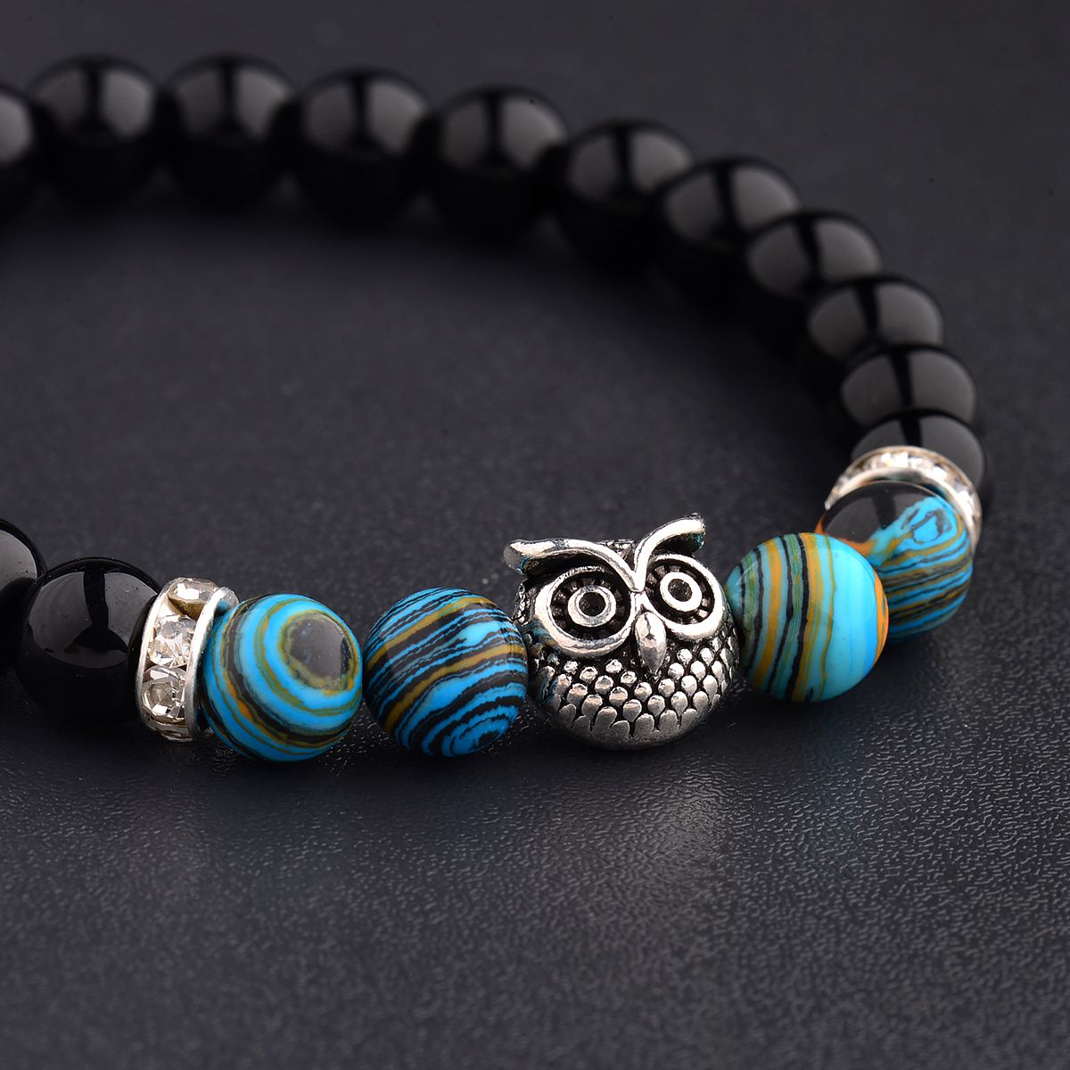 Women Men Owl Bracelets Healing Crystals Spiritual Energy Beaded Bracelets Gift