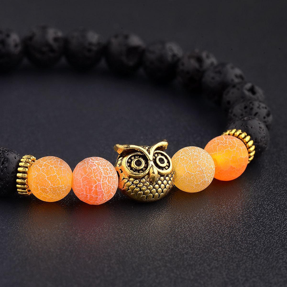 Women Men Owl Bracelets Healing Crystals Spiritual Energy Beaded Bracelets Gift