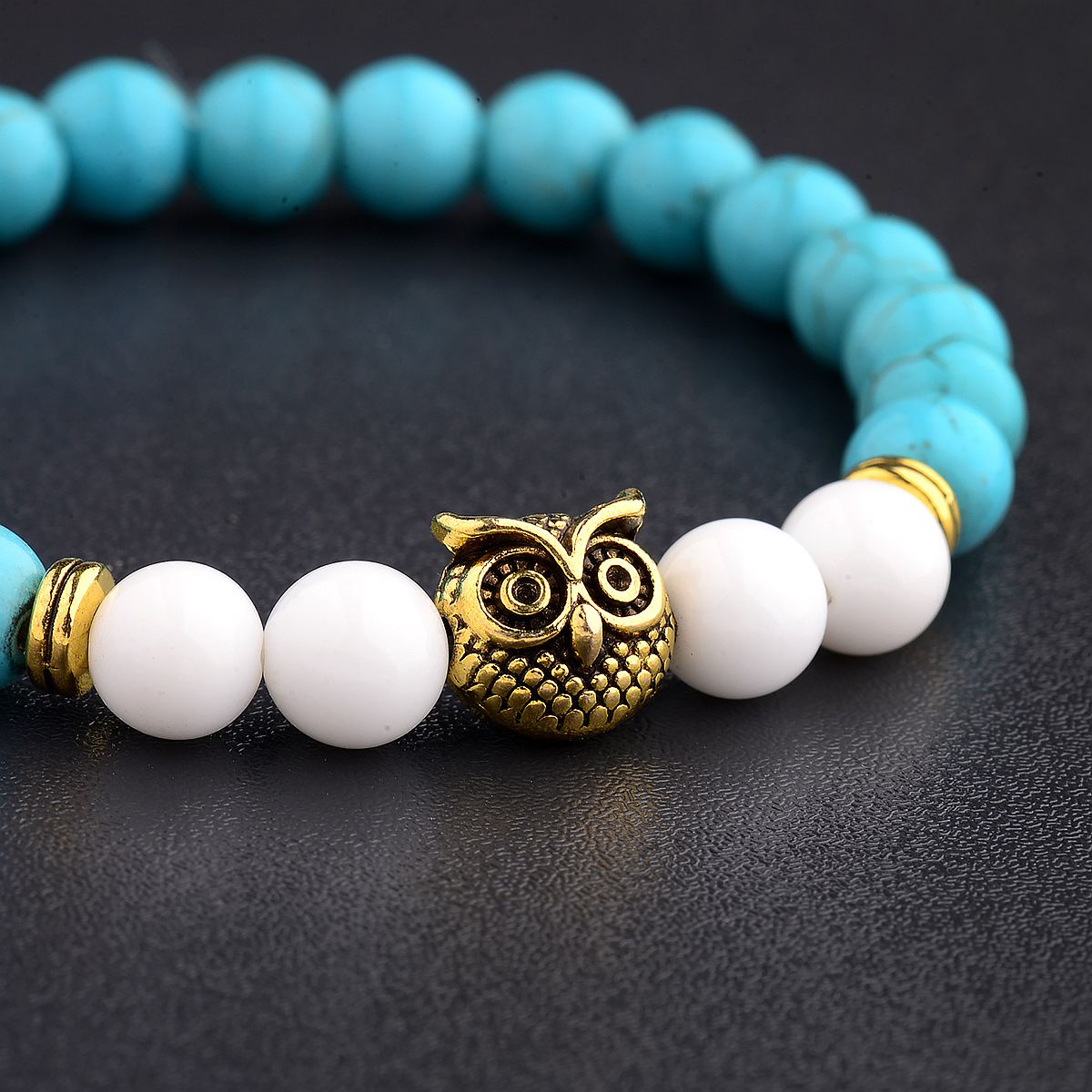 Women Men Owl Bracelets Healing Crystals Spiritual Energy Beaded Bracelets Gift