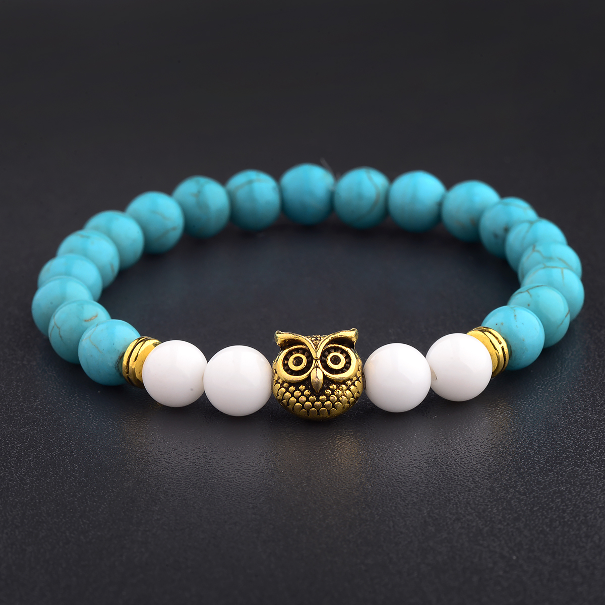 Women Men Owl Bracelets Healing Crystals Spiritual Energy Beaded Bracelets Gift