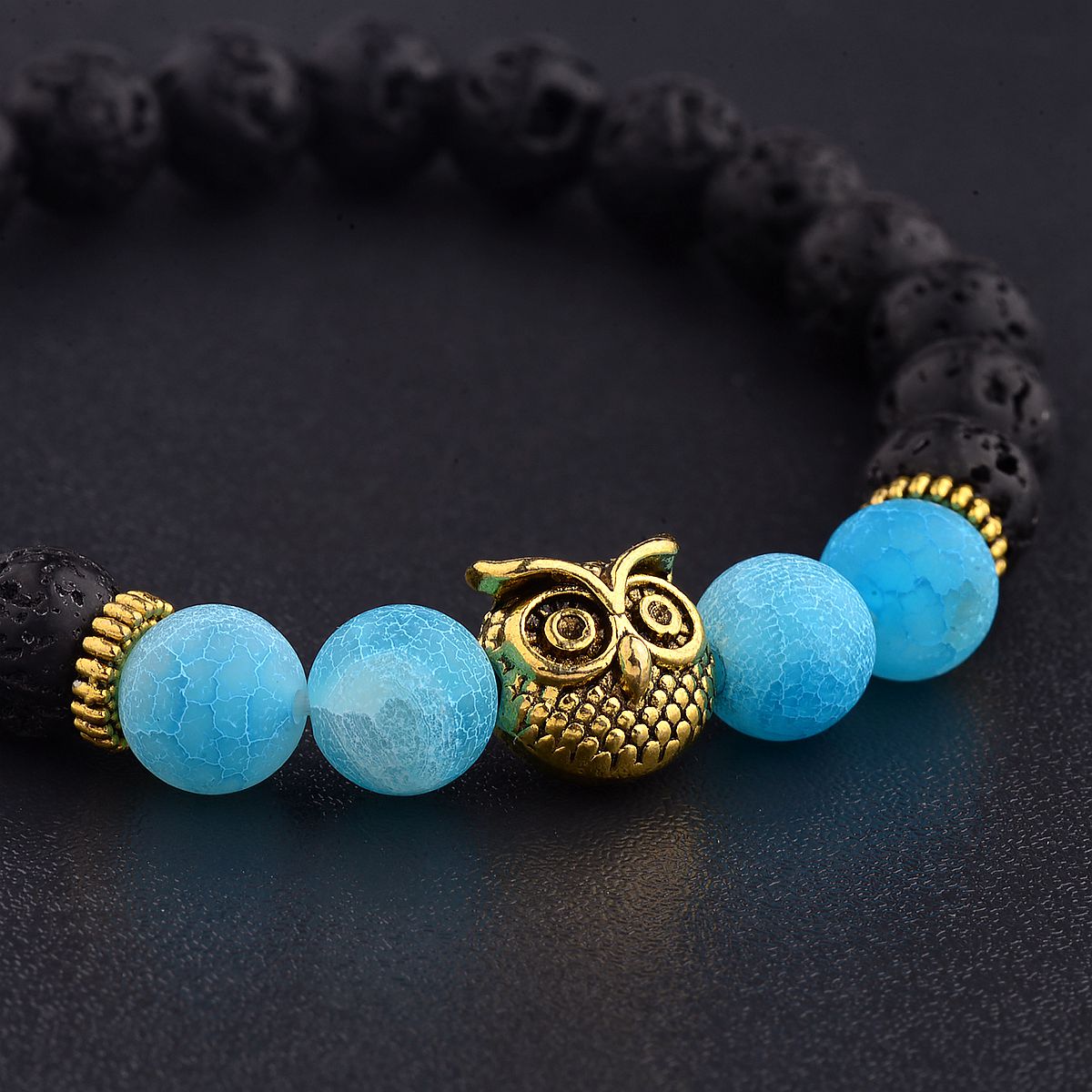 Women Men Owl Bracelets Healing Crystals Spiritual Energy Beaded Bracelets Gift