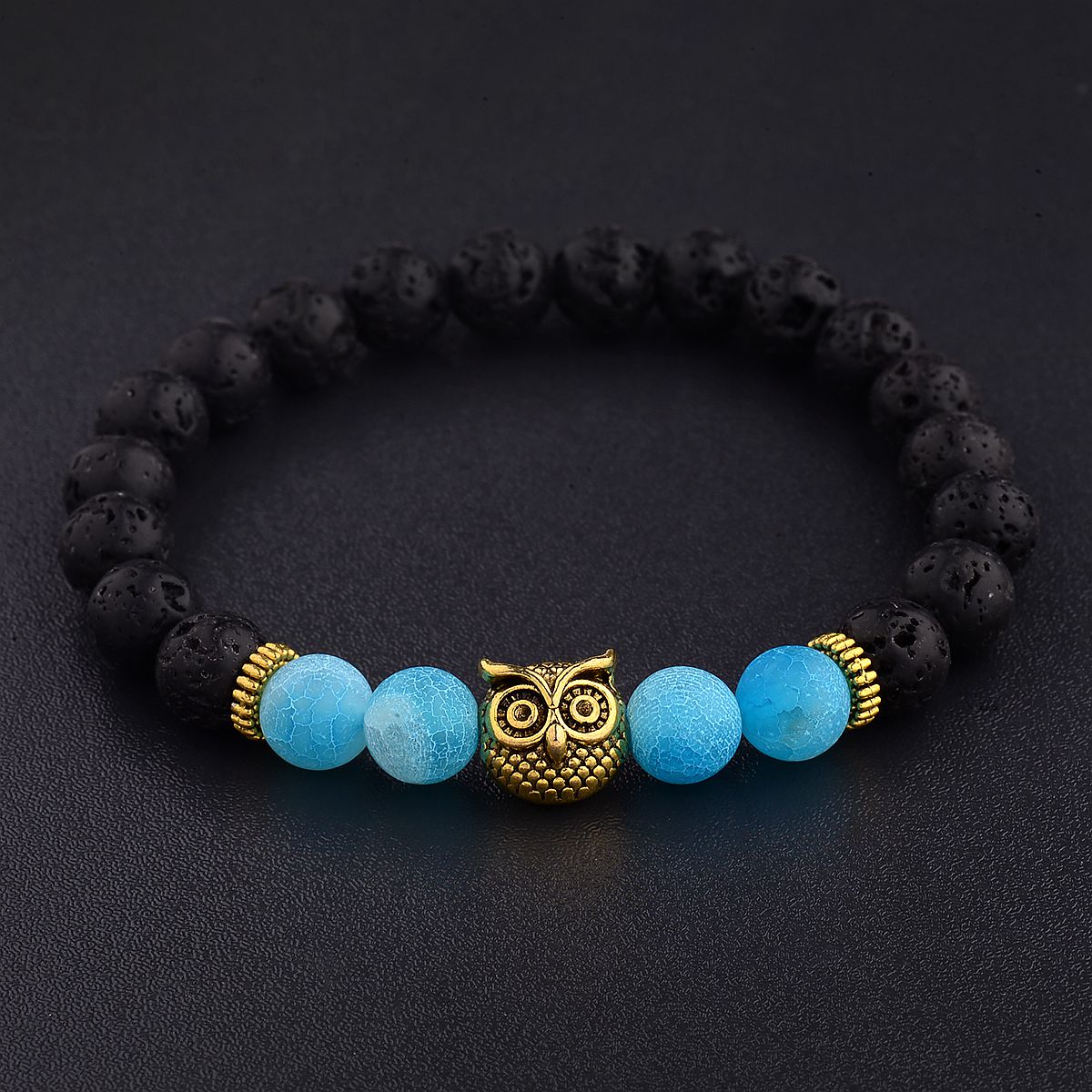 Women Men Owl Bracelets Healing Crystals Spiritual Energy Beaded Bracelets Gift