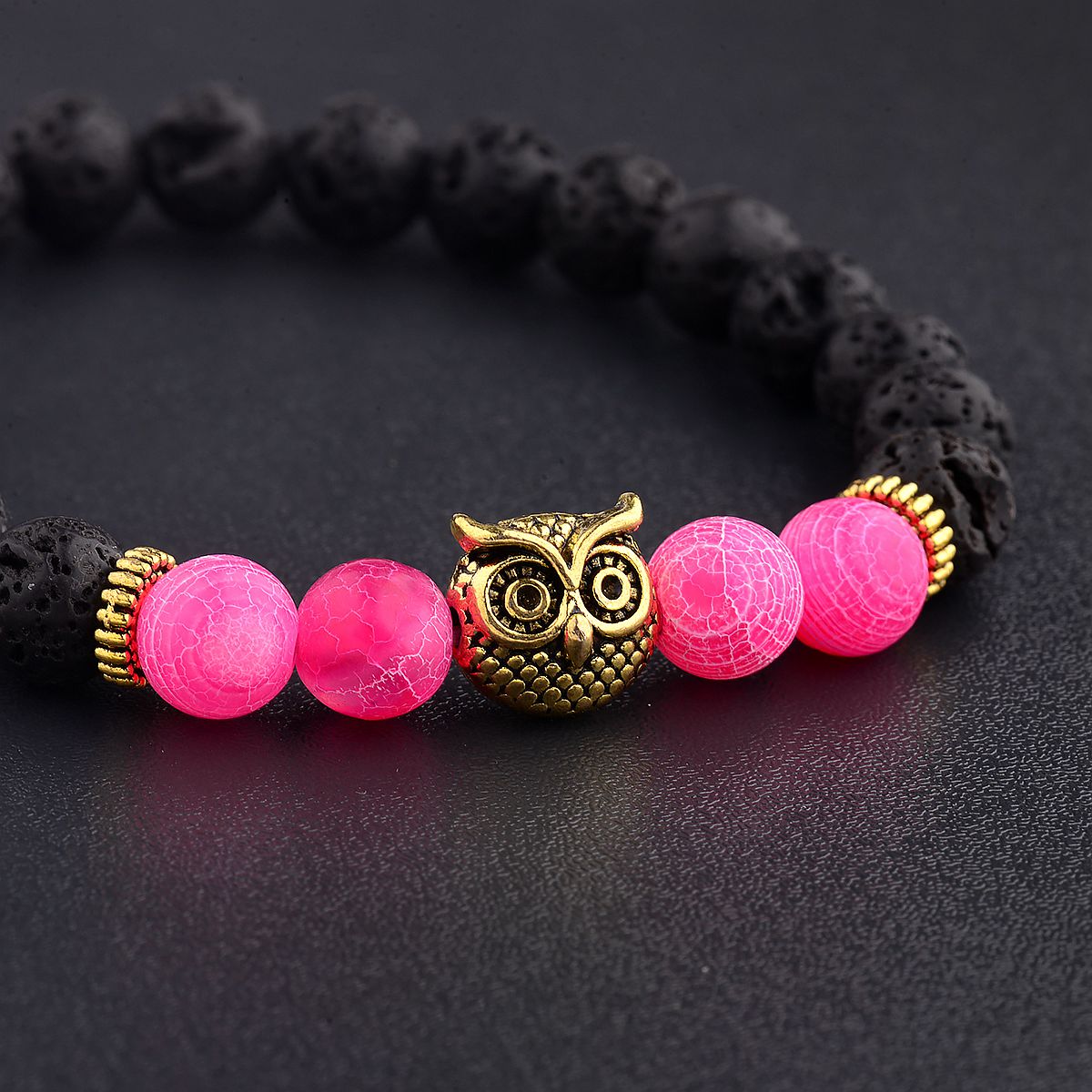 Women Men Owl Bracelets Healing Crystals Spiritual Energy Beaded Bracelets Gift