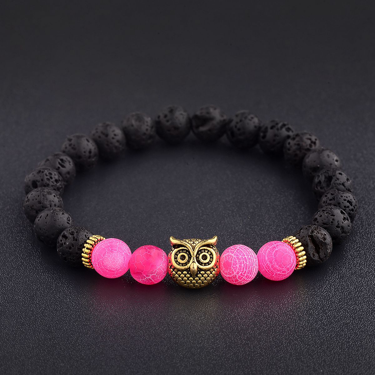 Women Men Owl Bracelets Healing Crystals Spiritual Energy Beaded Bracelets Gift