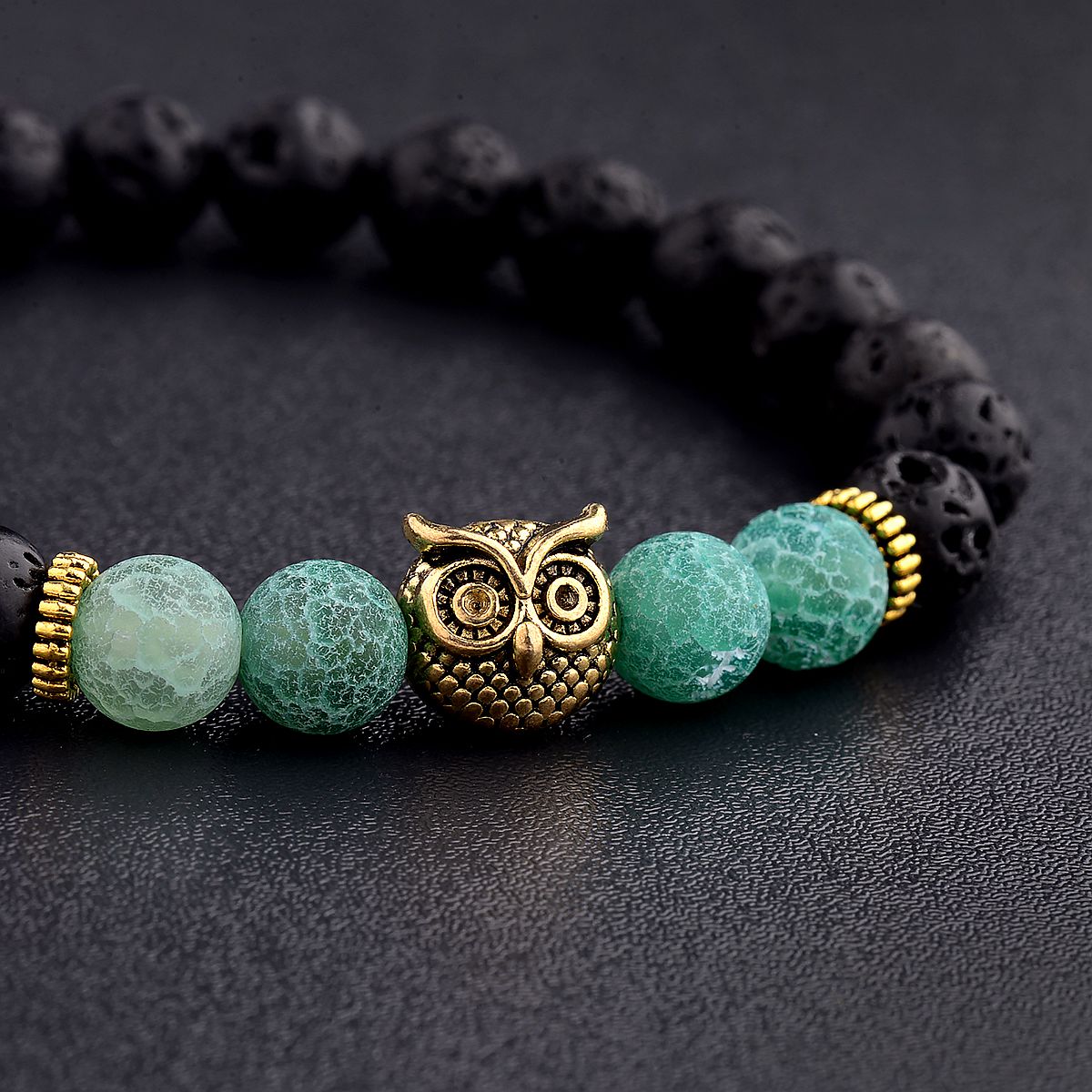 Women Men Owl Bracelets Healing Crystals Spiritual Energy Beaded Bracelets Gift