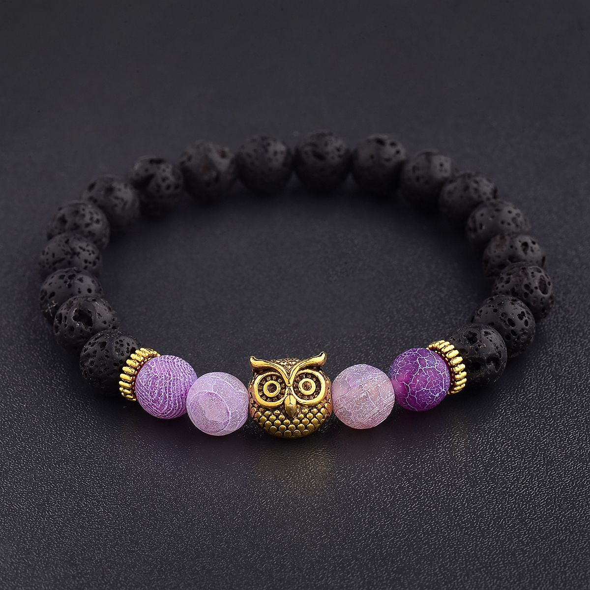 Women Men Owl Bracelets Healing Crystals Spiritual Energy Beaded Bracelets Gift