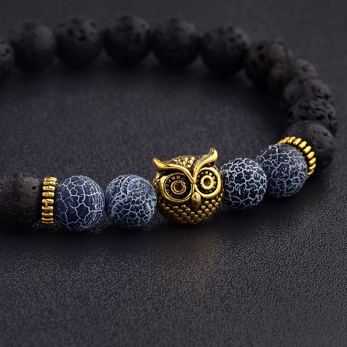 Women Men Owl Bracelets Healing Crystals Spiritual Energy Beaded Bracelets Gift