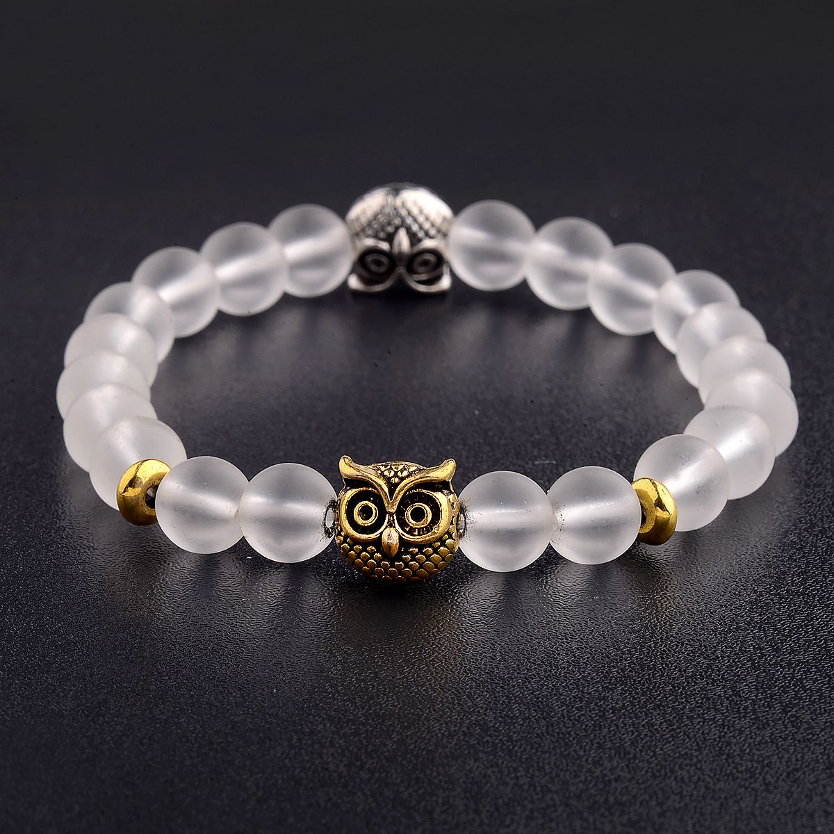 Women Men Owl Bracelets Healing Crystals Spiritual Energy Beaded Bracelets Gift