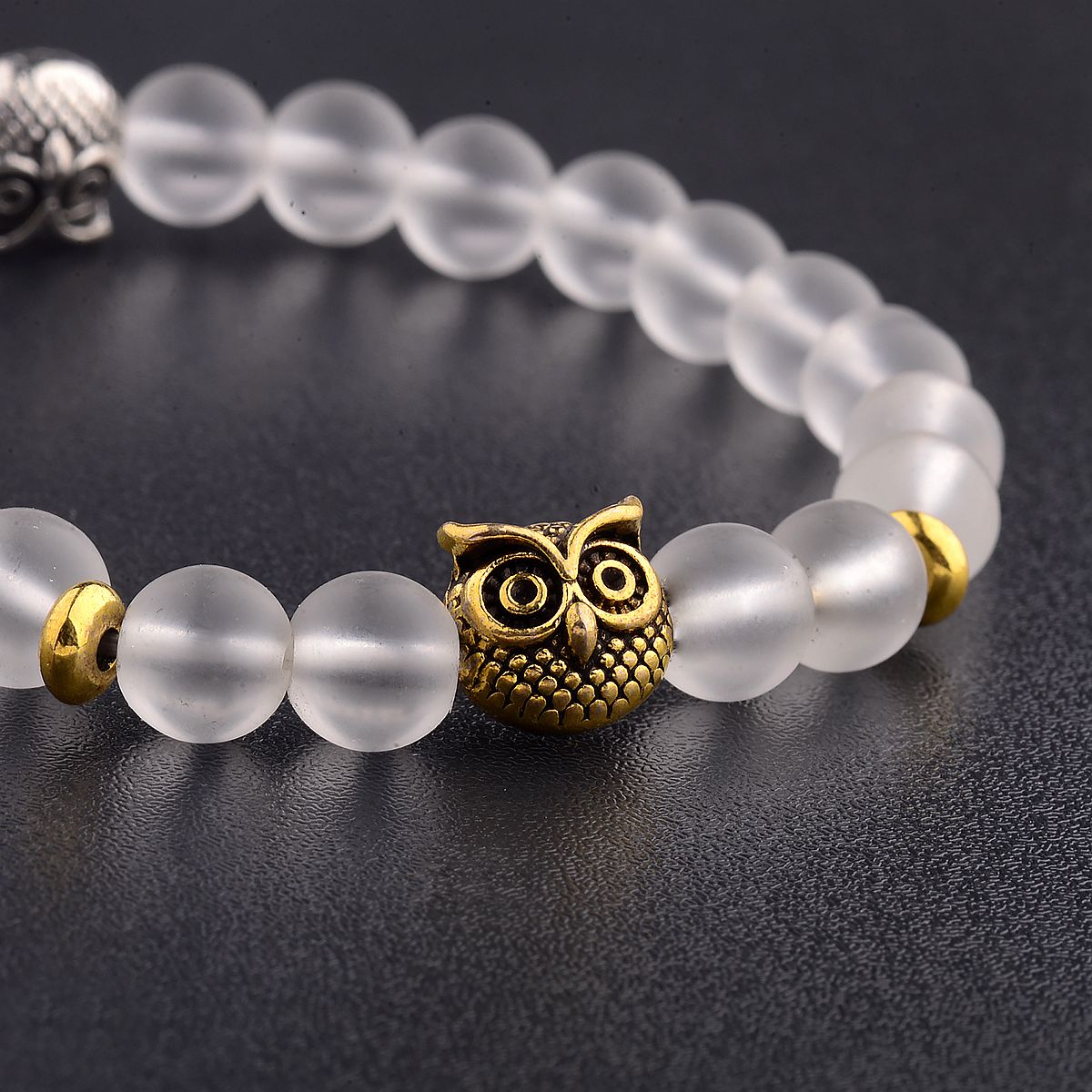 Women Men Owl Bracelets Healing Crystals Spiritual Energy Beaded Bracelets Gift