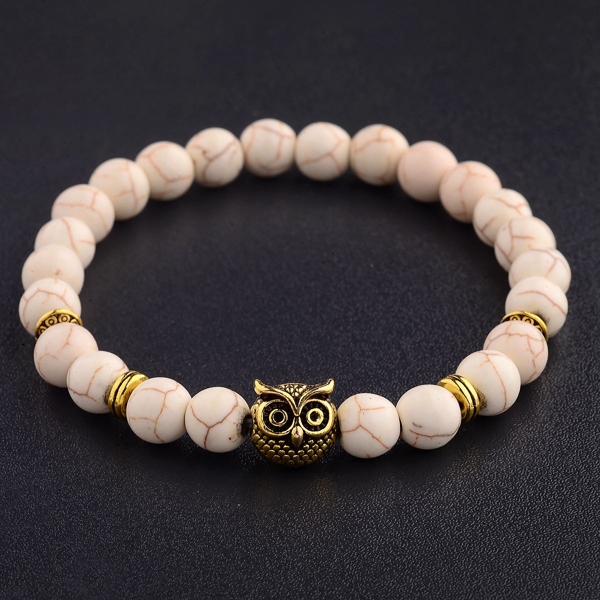 Women Men Owl Bracelets Healing Crystals Spiritual Energy Beaded Bracelets Gift