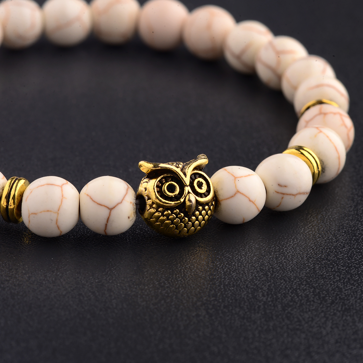 Women Men Owl Bracelets Healing Crystals Spiritual Energy Beaded Bracelets Gift