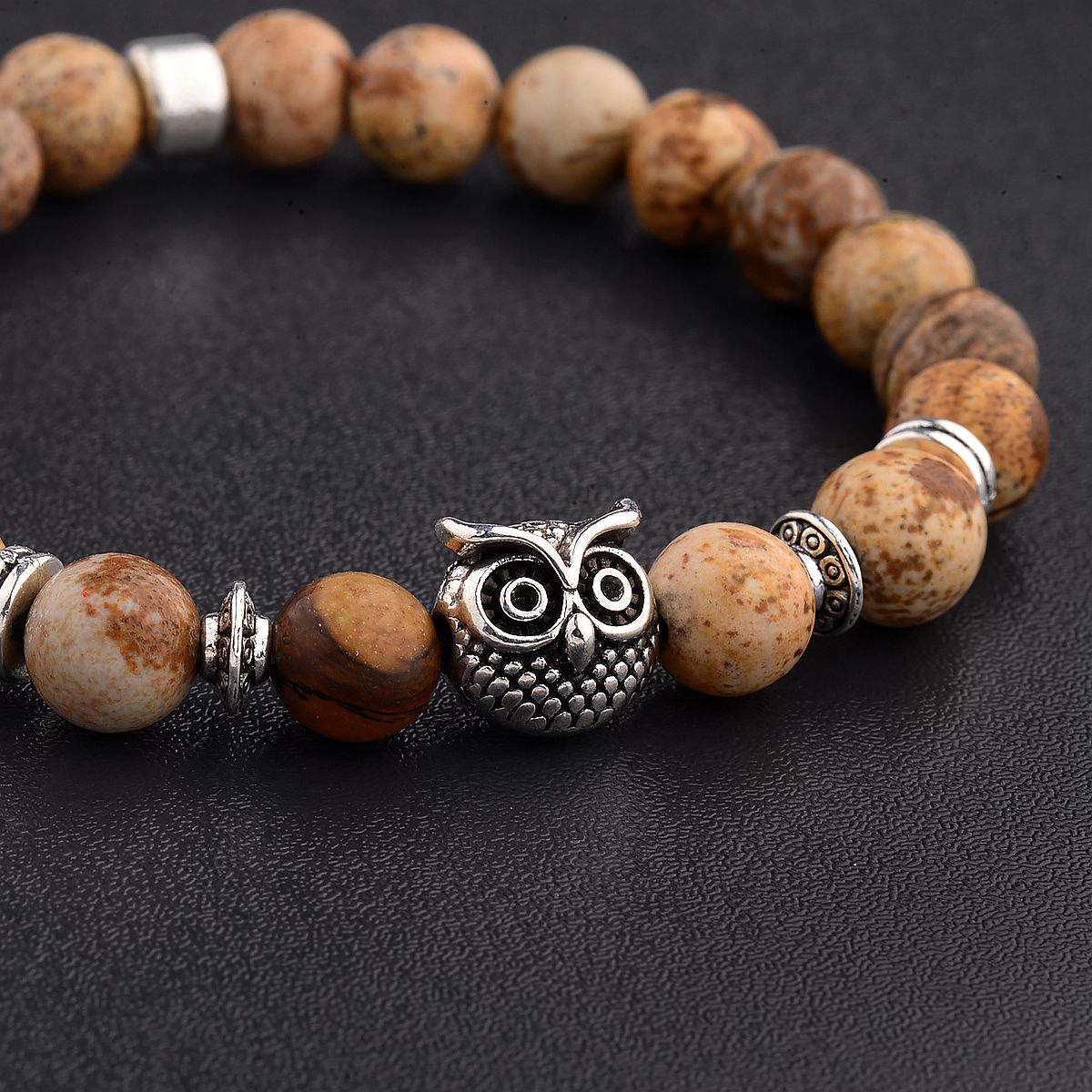 Women Men Owl Bracelets Healing Crystals Spiritual Energy Beaded Bracelets Gift