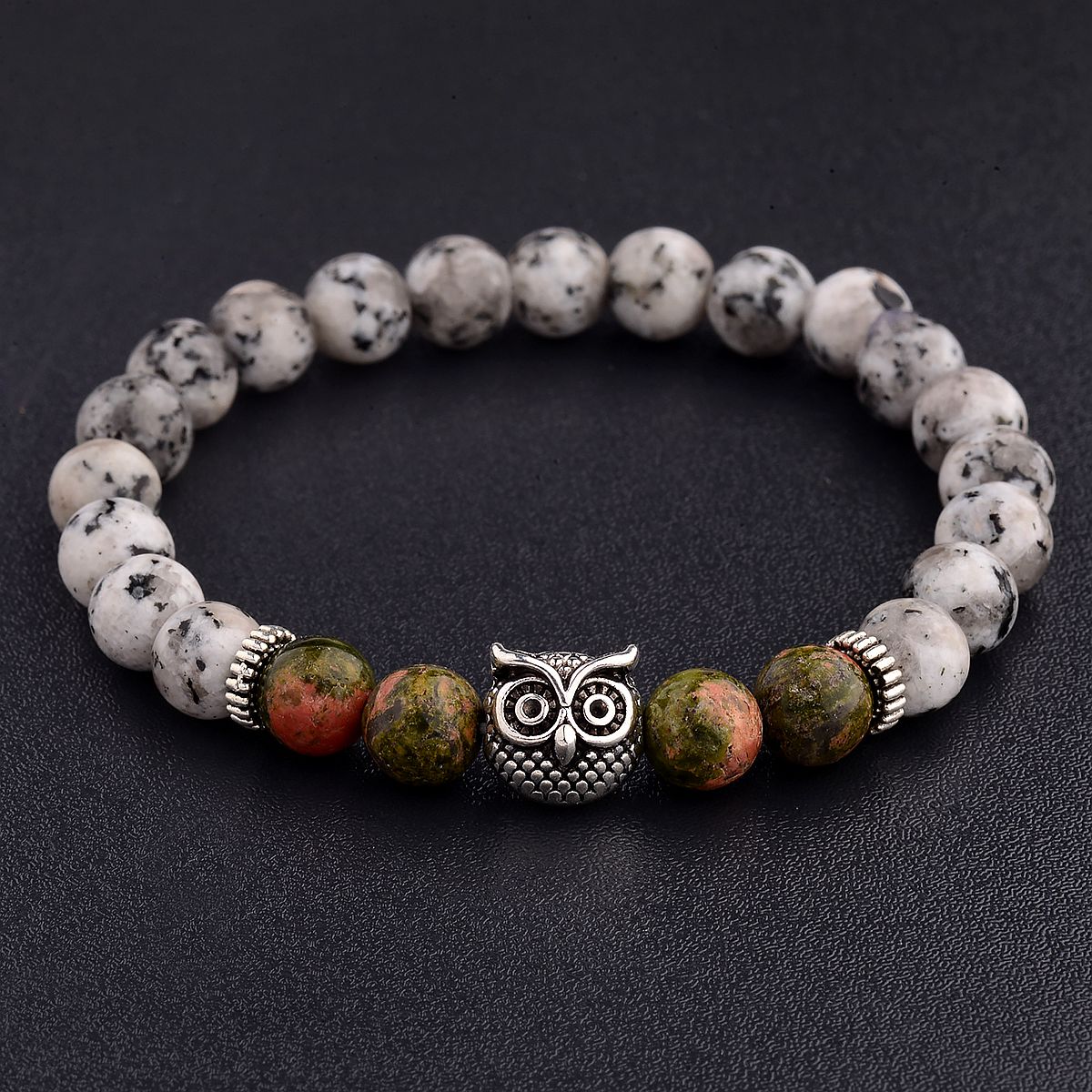 Women Men Owl Bracelets Healing Crystals Spiritual Energy Beaded Bracelets Gift