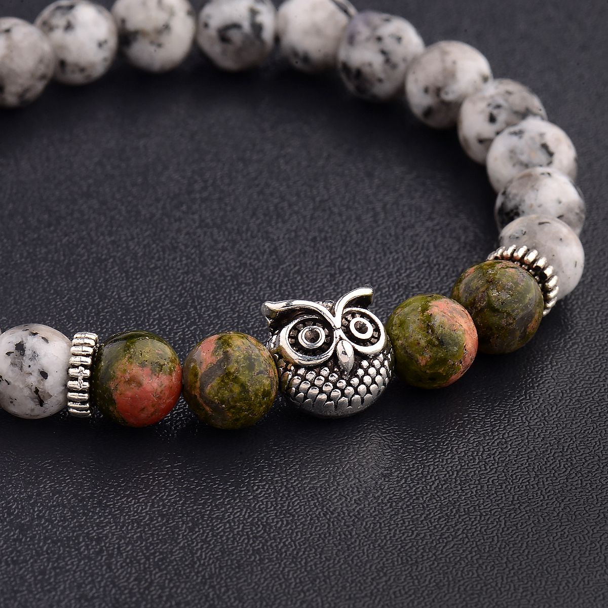 Women Men Owl Bracelets Healing Crystals Spiritual Energy Beaded Bracelets Gift