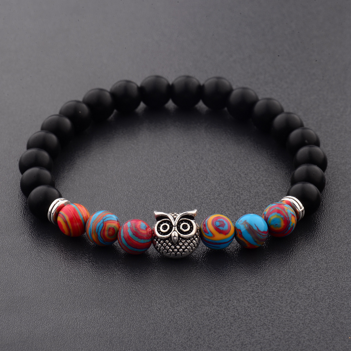 Women Men Owl Bracelets Healing Crystals Spiritual Energy Beaded Bracelets Gift